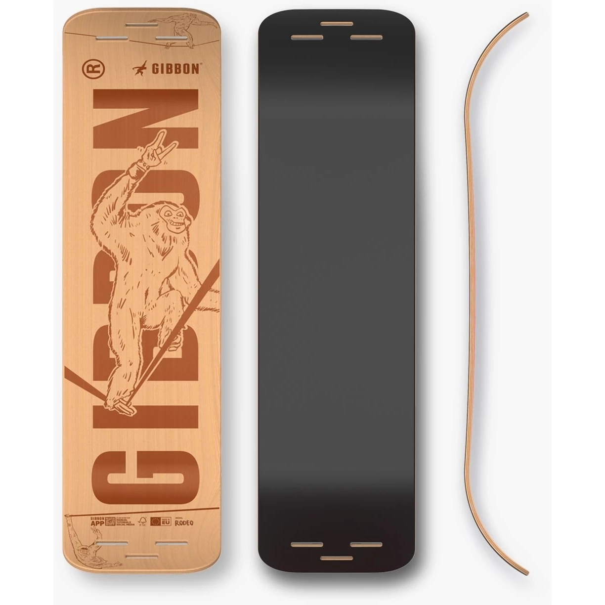 GIBBON Giboard Deck Slacklineboard - Roots Rocker - Brown - Afbeelding 3