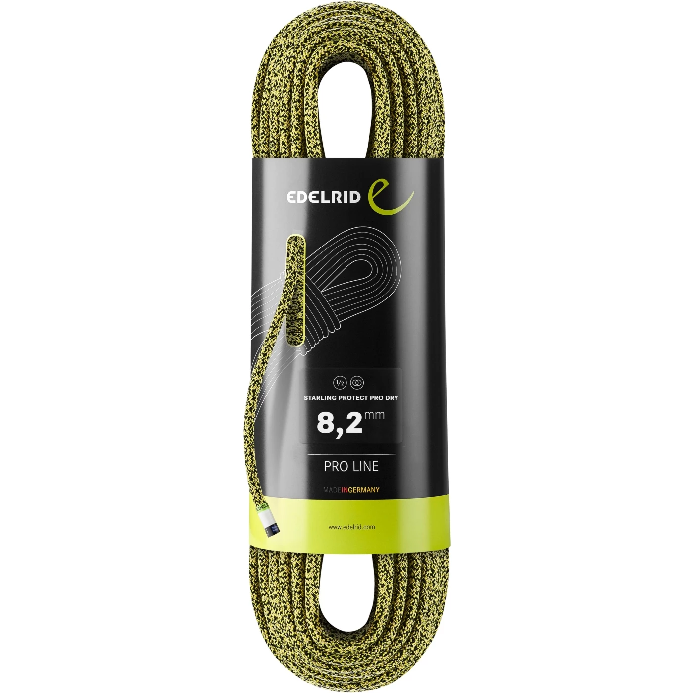 Edelrid Starling Protect Pro Dry 8,2mm Touw - 50m - Yellow-night
