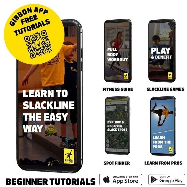 GIBBON Flowline Treewear Set Slackline 25m - Blauw/geel - Afbeelding 10