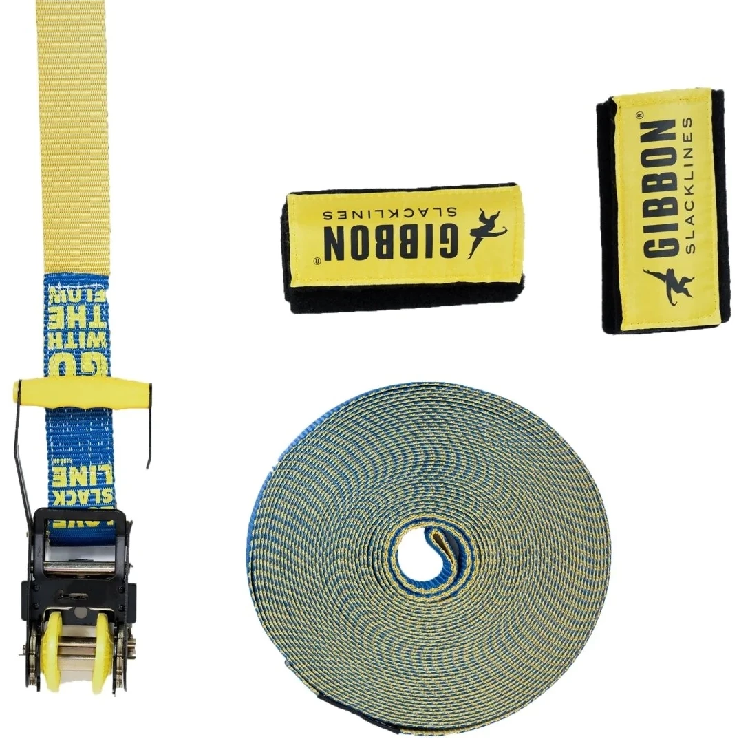 GIBBON Flowline Treewear Set Slackline 25m - Blauw/geel - Afbeelding 4