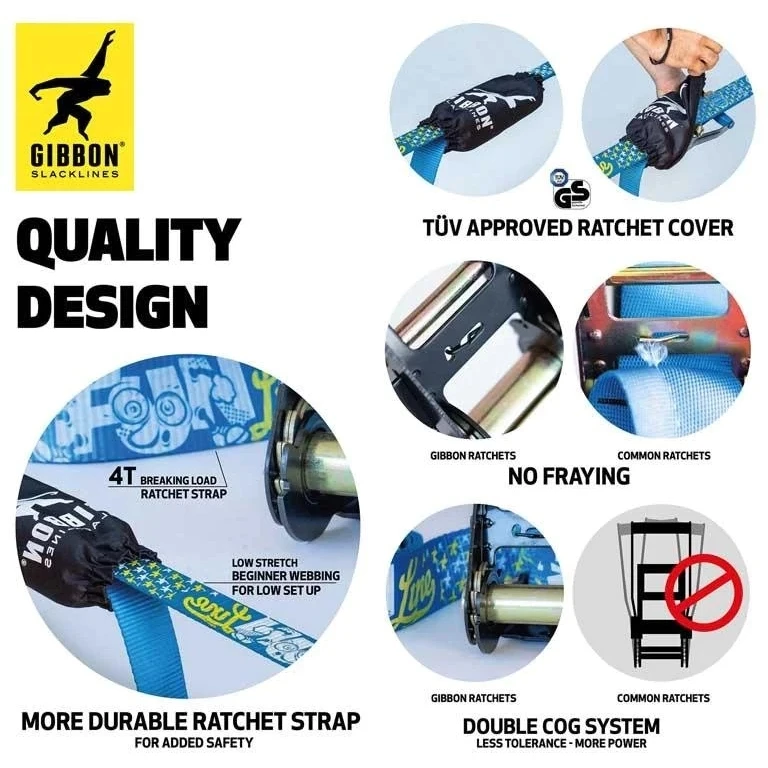 GIBBON Funline Treewear Set Slackline 15m - Blauw - Afbeelding 9