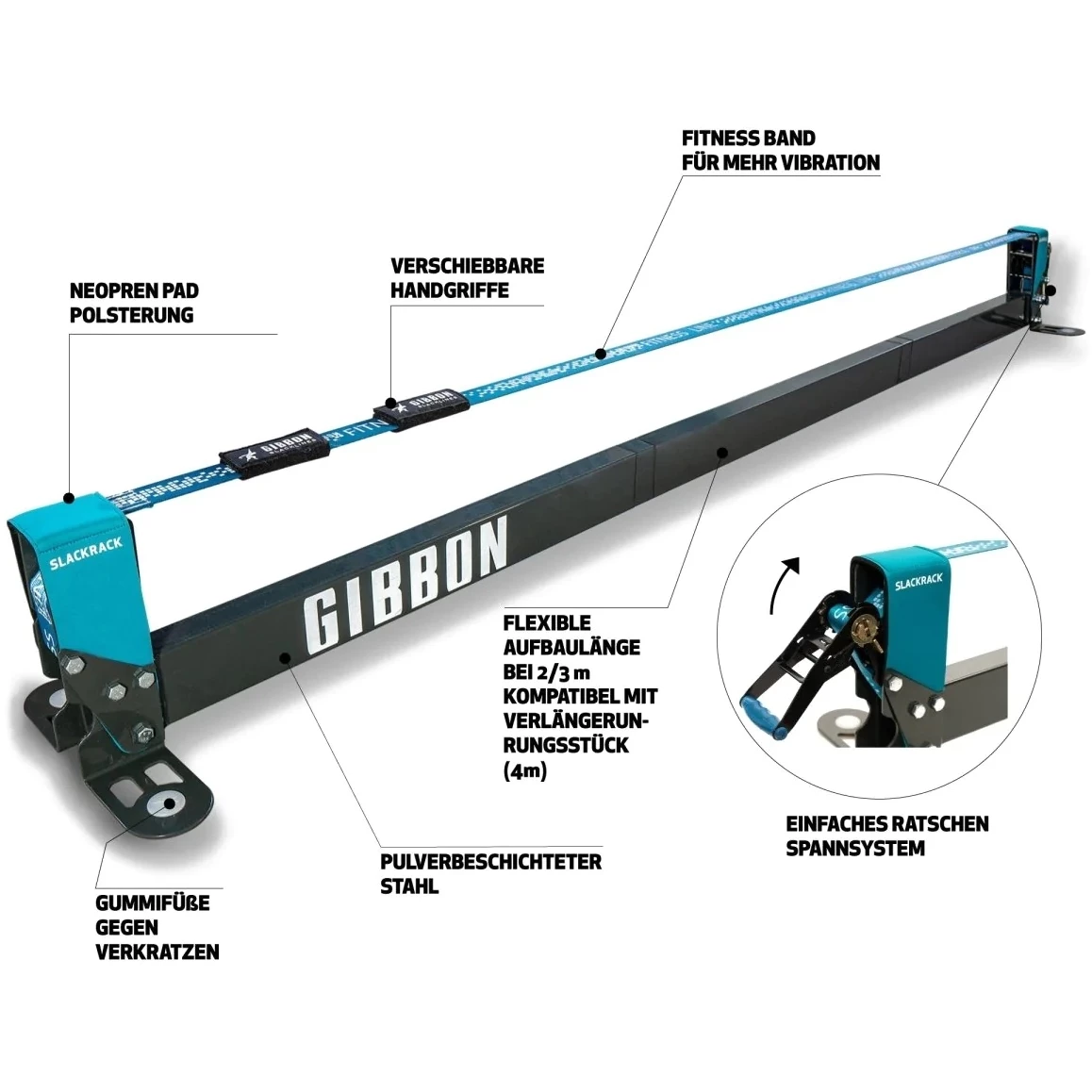 GIBBON Slackrack Fitness Edition 3m - Blauw/grijs - Afbeelding 4