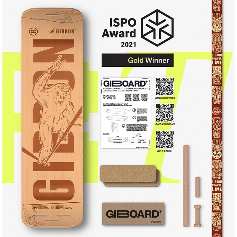 GIBBON Giboard Set Slacklineboard - Roots Rocker Travel - Brown - Afbeelding 3
