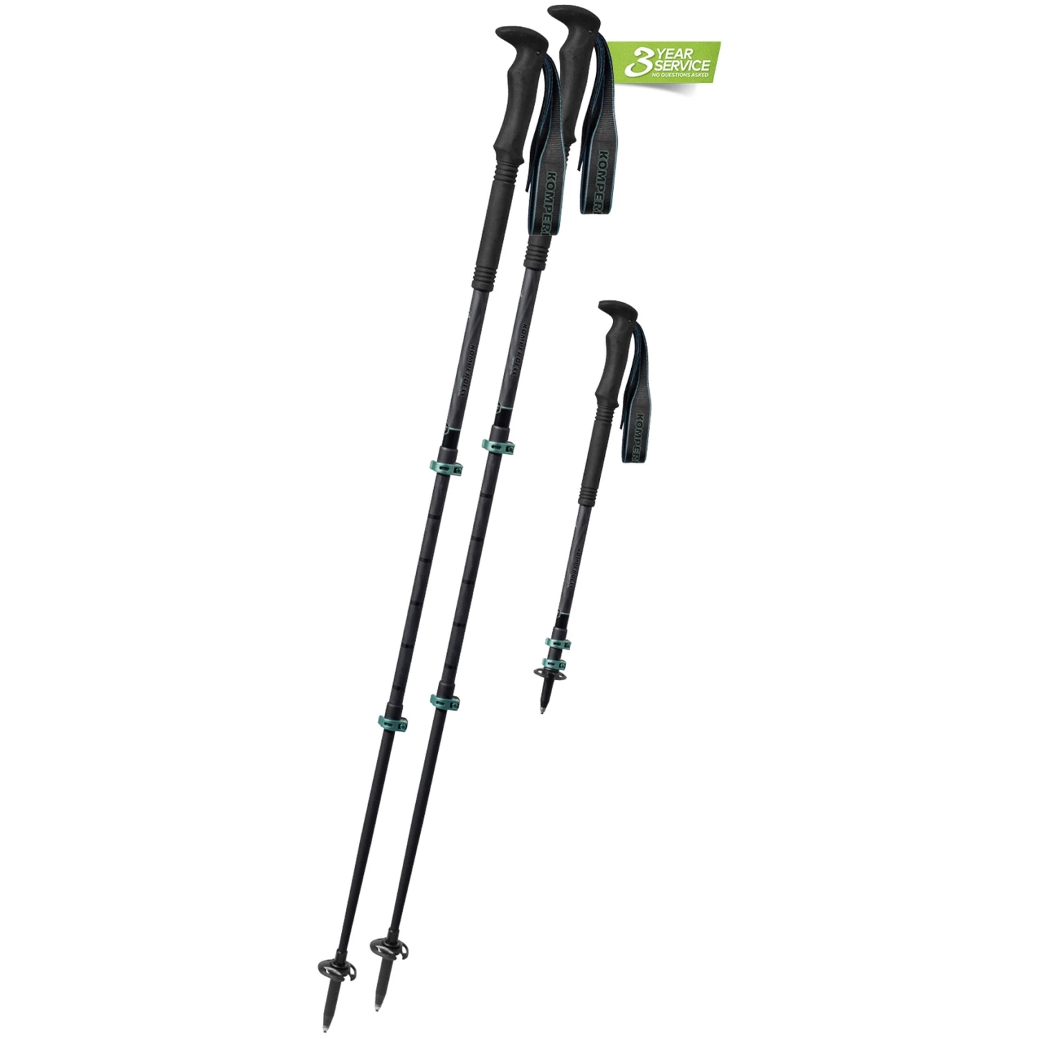 Komperdell Carbon C3 Pro Compact Trekkingstokken (Paar) - Zwart/mint
