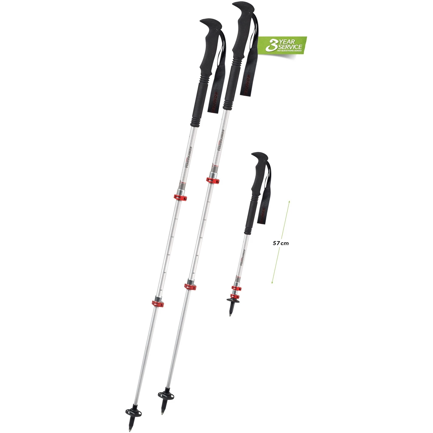 Komperdell Explorer Compact PL Trekkingstokken (Paar) - Zilver/rood - Afbeelding 2