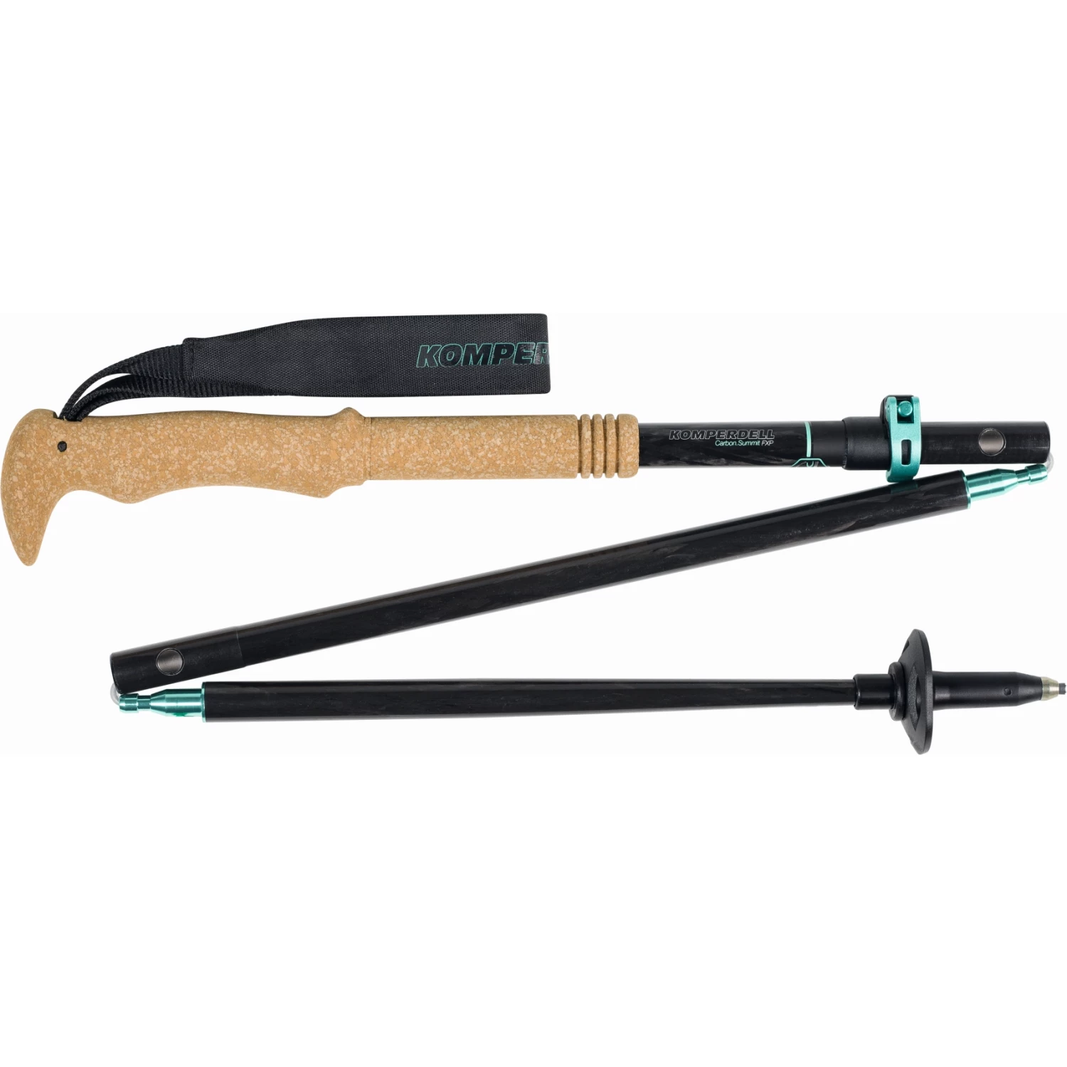 Komperdell Carbon FXP.4 Summit Vario Compact Trekkingstokken (Paar) - Zwart/mint - Afbeelding 2