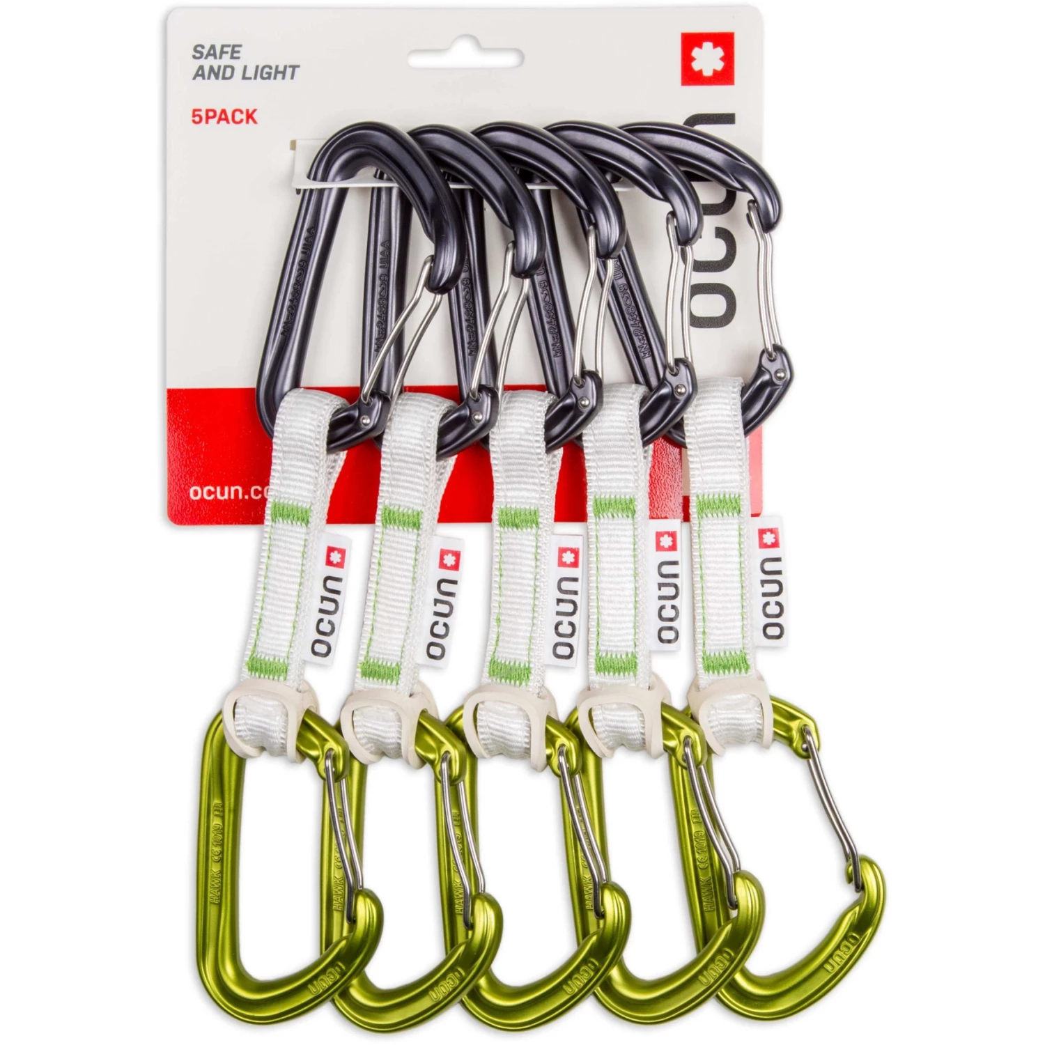 Ocun OcĂșn Hawk QD Wire Bio-DYN-Ring 15 Mm Quickdraw Set - 10 Cm - Pack Of 5 - Groen
