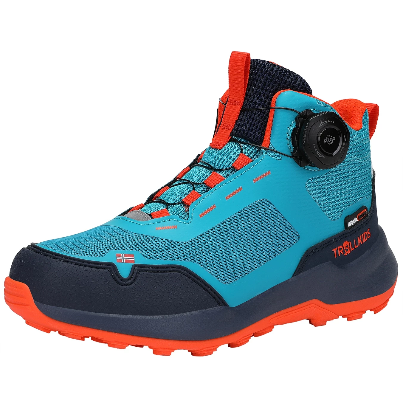Trollkids Trollfjord Hiker Mid Kinder Wandelschoenen - Lake Blue/Bright Orange