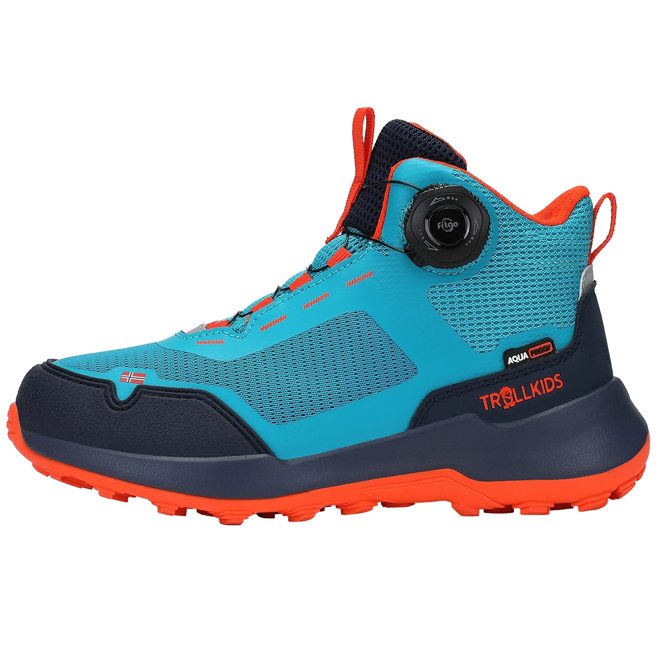 Trollkids Trollfjord Hiker Mid Kinder Wandelschoenen - Lake Blue/Bright Orange - Afbeelding 2